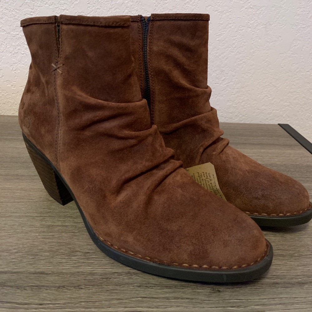 NWT BORN Brown Suede Booties